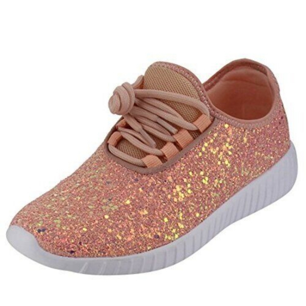 Forever Women's 7 Remy Dusty Rose Glitter Lace-Up Shoes